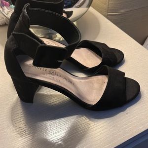 Dress heels open toe black suede Chinese laundry size 6
